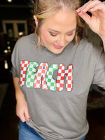 TEACH Checkered Tee on Charcoal
