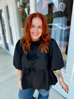 Emily Black Bow Top