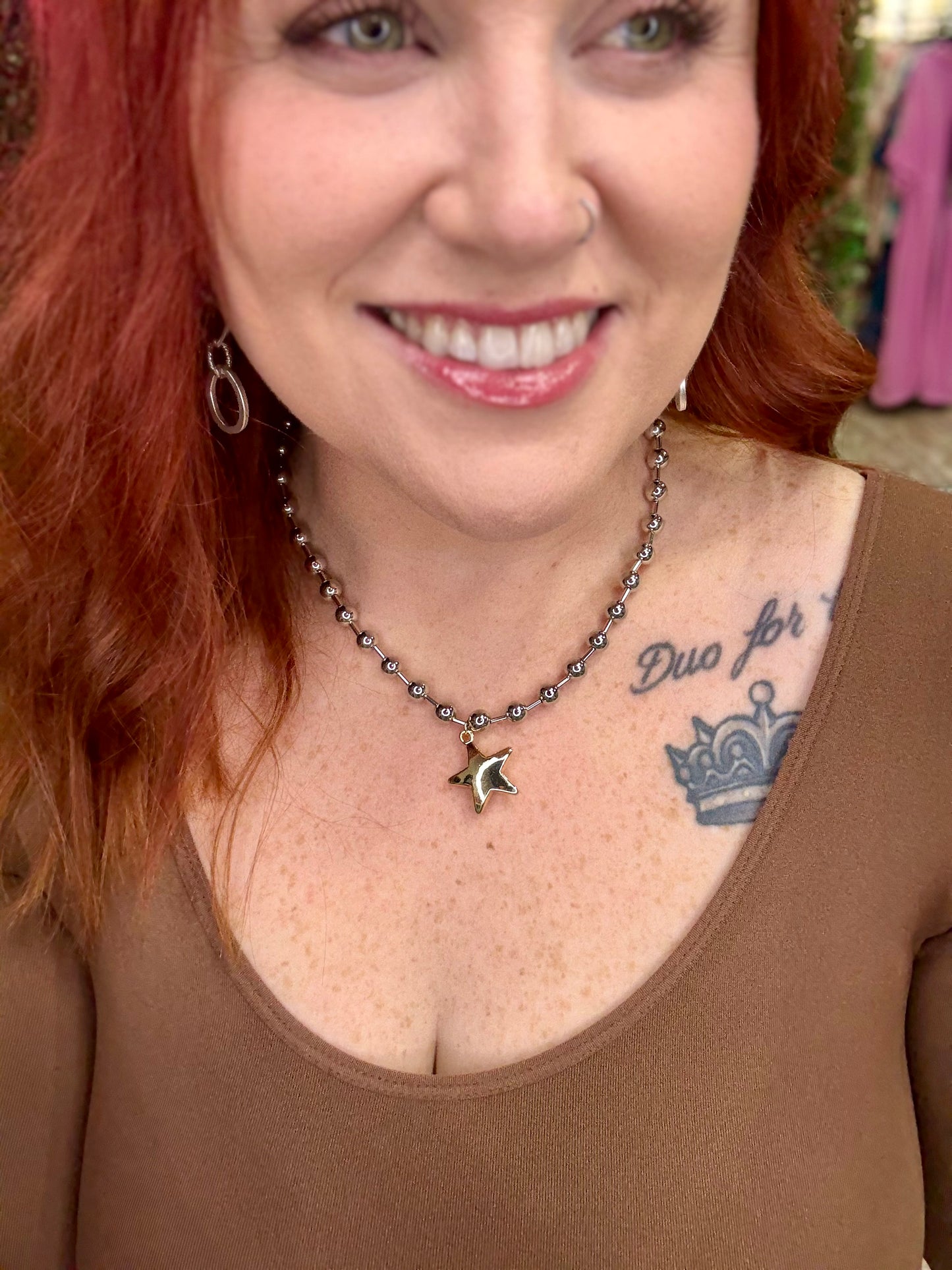 Star Beaded Charm Necklace