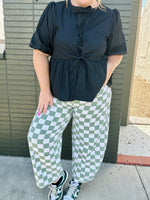Olivia Checkered Barrel Pants