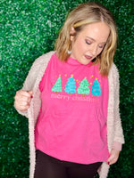Merry Christmas Trees on Pink CC