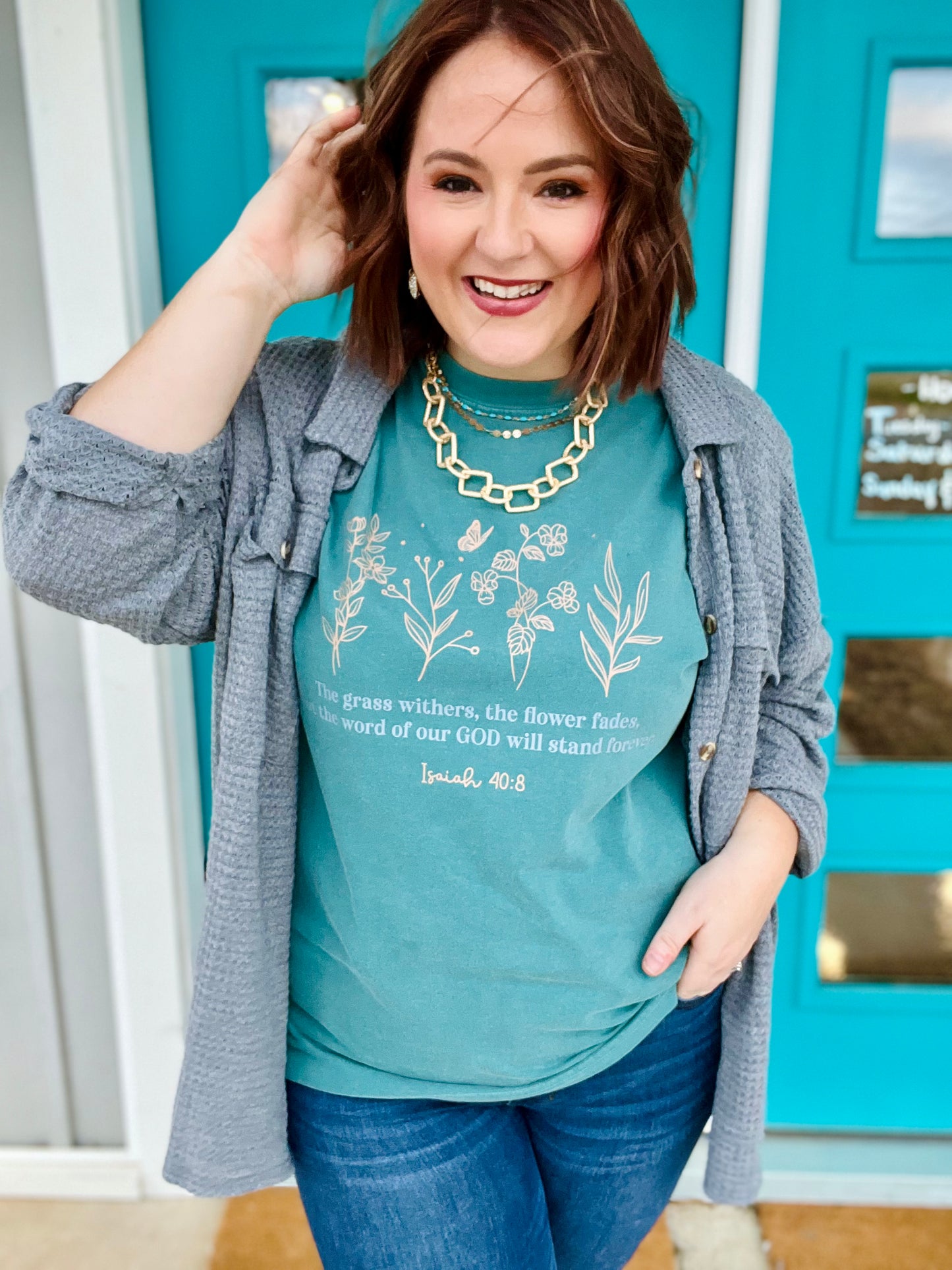 Isaiah 40:8 Boho Floral Tee on Comfort Color