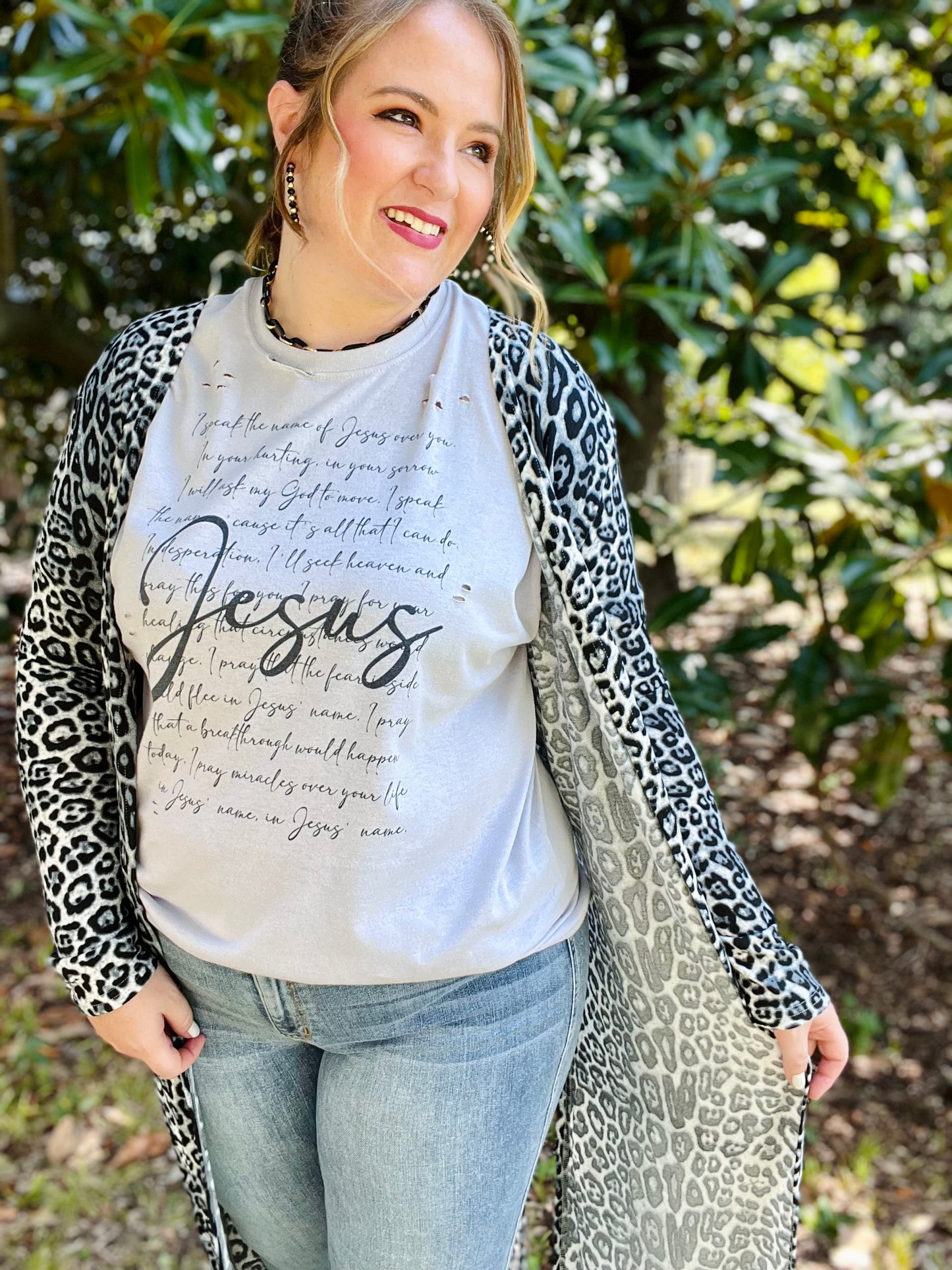 Speak the Name of Jesus  Distressed Graphic Tee
