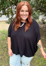 Brandi Oversized Ribbed Top in Black