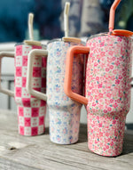 Pink Flower 40 oz Tumbler