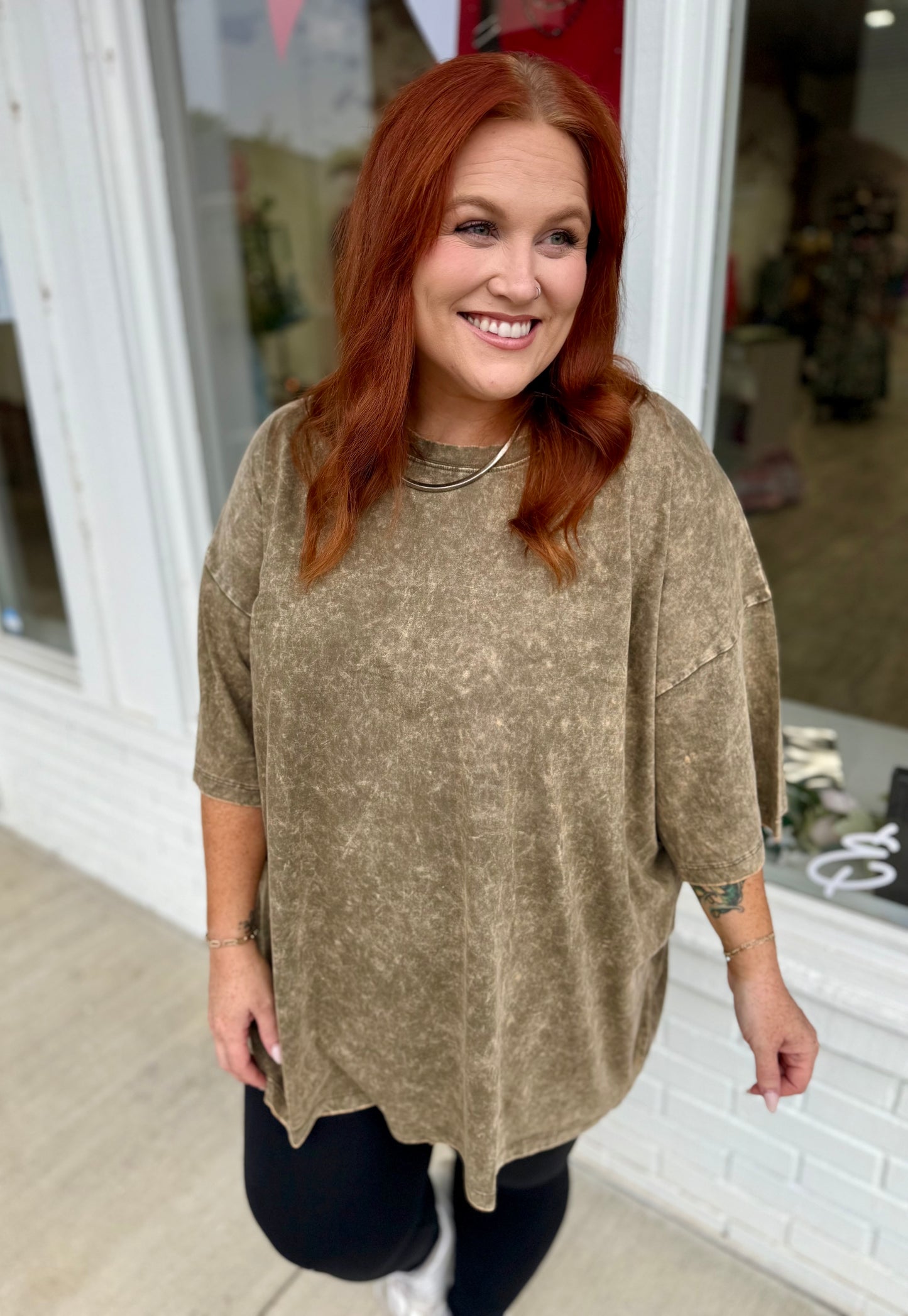 Olive Jessica Acid Wash Shirt