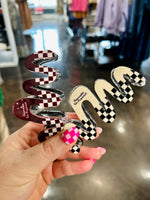 Jumbo Wavy Checker Claw Clip (Multiple Colors)