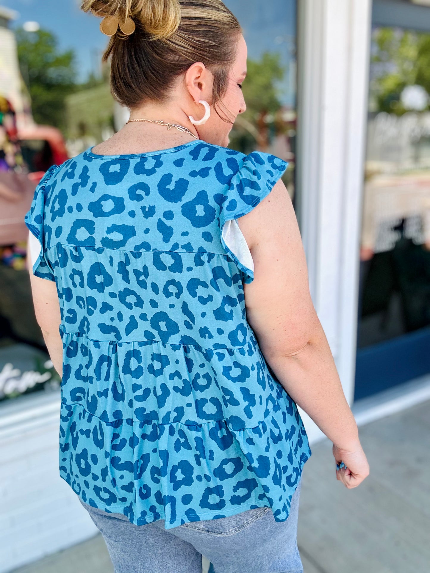 Tesli Animal Print Top in Teal