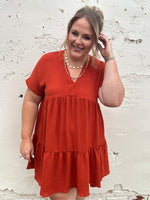 Brooke Tiered Rust Dress