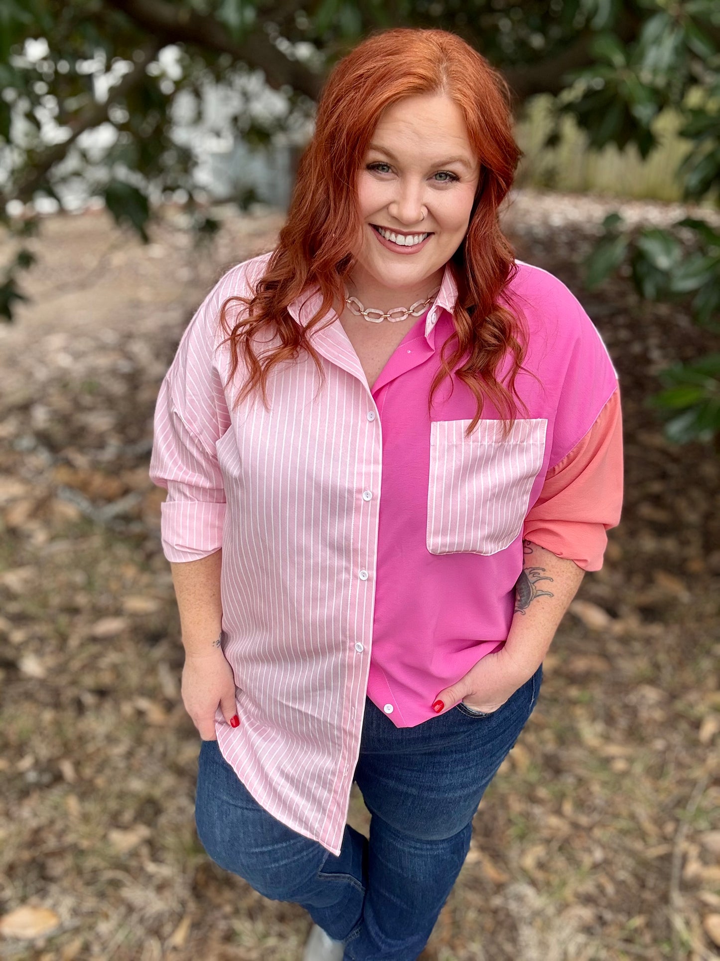 Kara Pink Multi Collared Top
