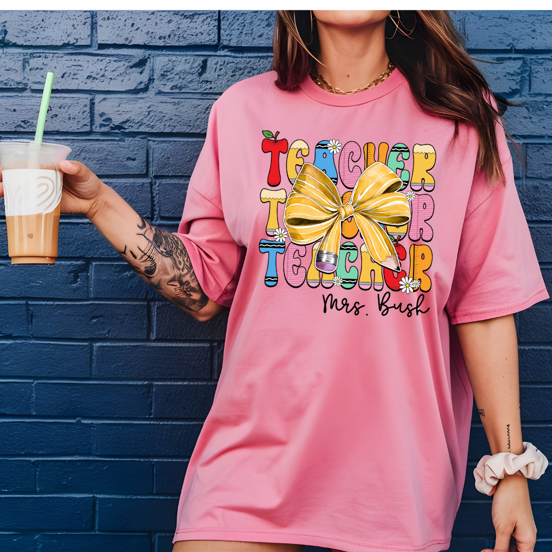 Customized Teacher Bow Tee