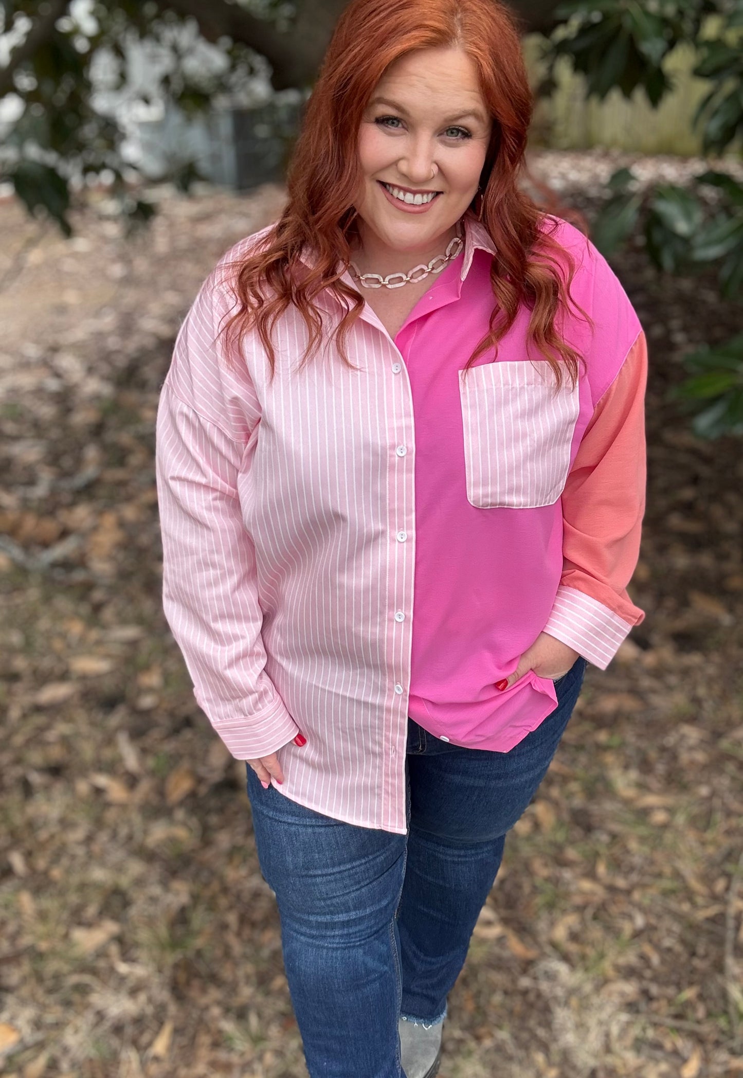 Kara Pink Multi Collared Top