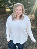 Cora Collared Ivory Knit Top