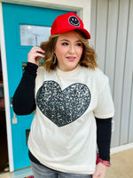 Faux Sequin Heart Tee on Comfort Colors