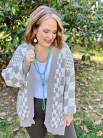 Mocha Checkered Cardigan
