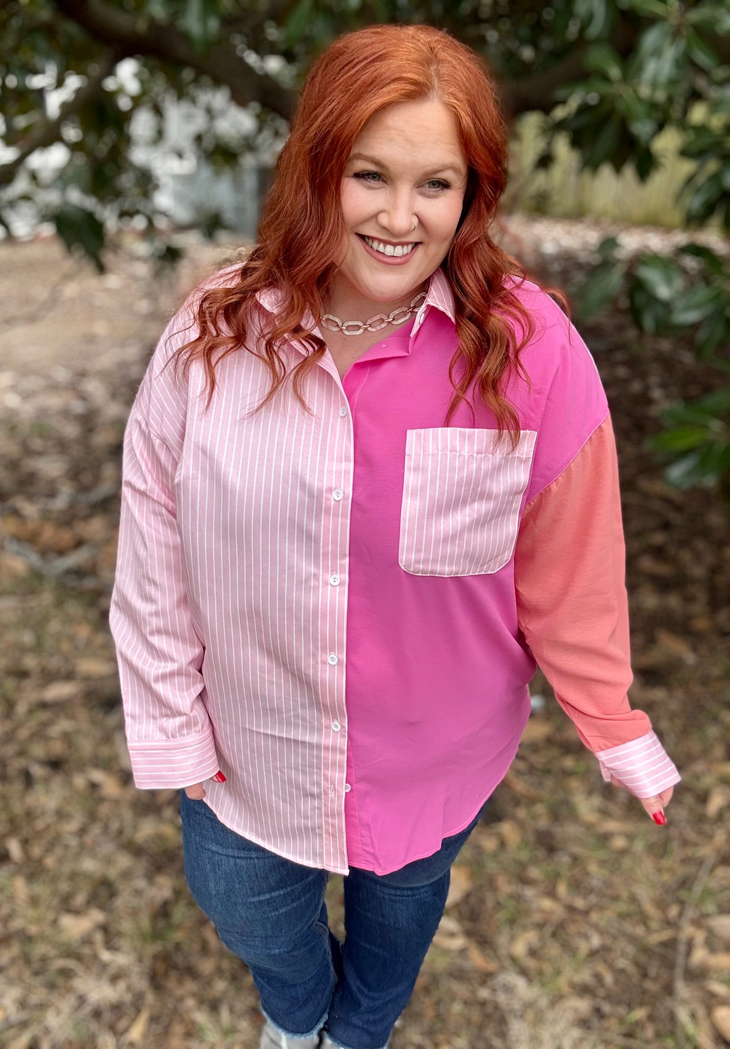 Kara Pink Multi Collared Top
