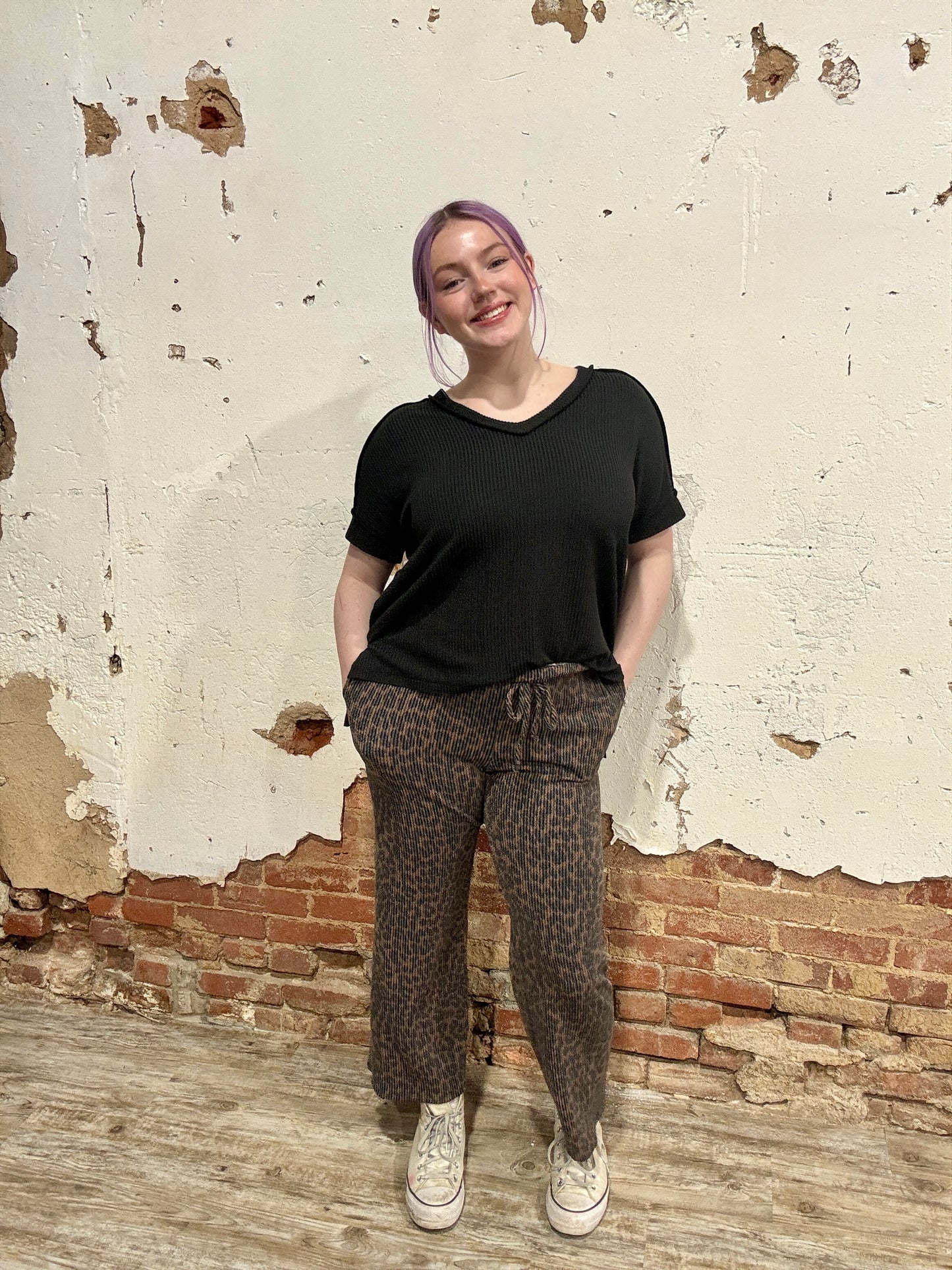 Leopard Urban Ribbed Casual Pants