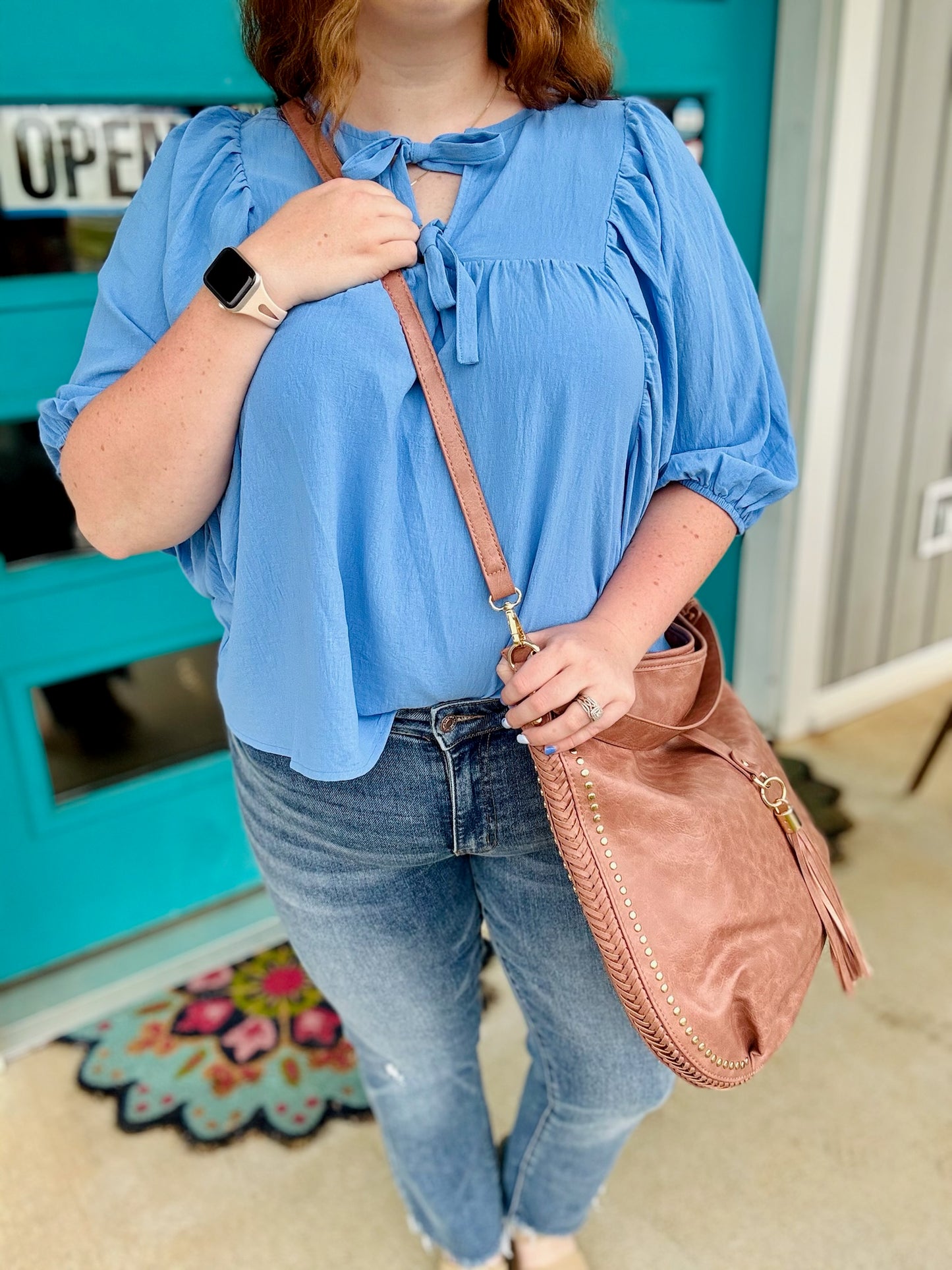 Cindy Studded Oversized Bag in Mauve
