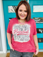 Baseball Vibes Bleached V-Neck Tee