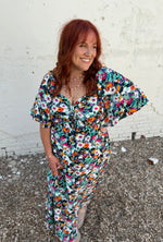 Tracy Black Floral Sweetheart Dress