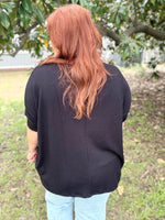Brandi Oversized Ribbed Top in Black