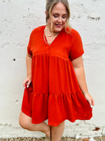 Brooke Tiered Rust Dress
