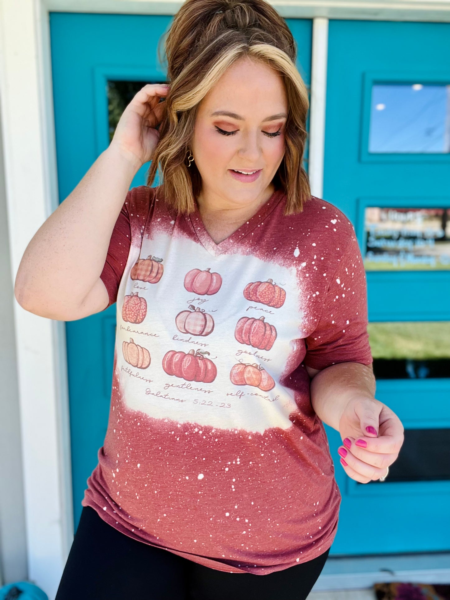 Pumpkin Fruits of the Spirit Bleached Tee