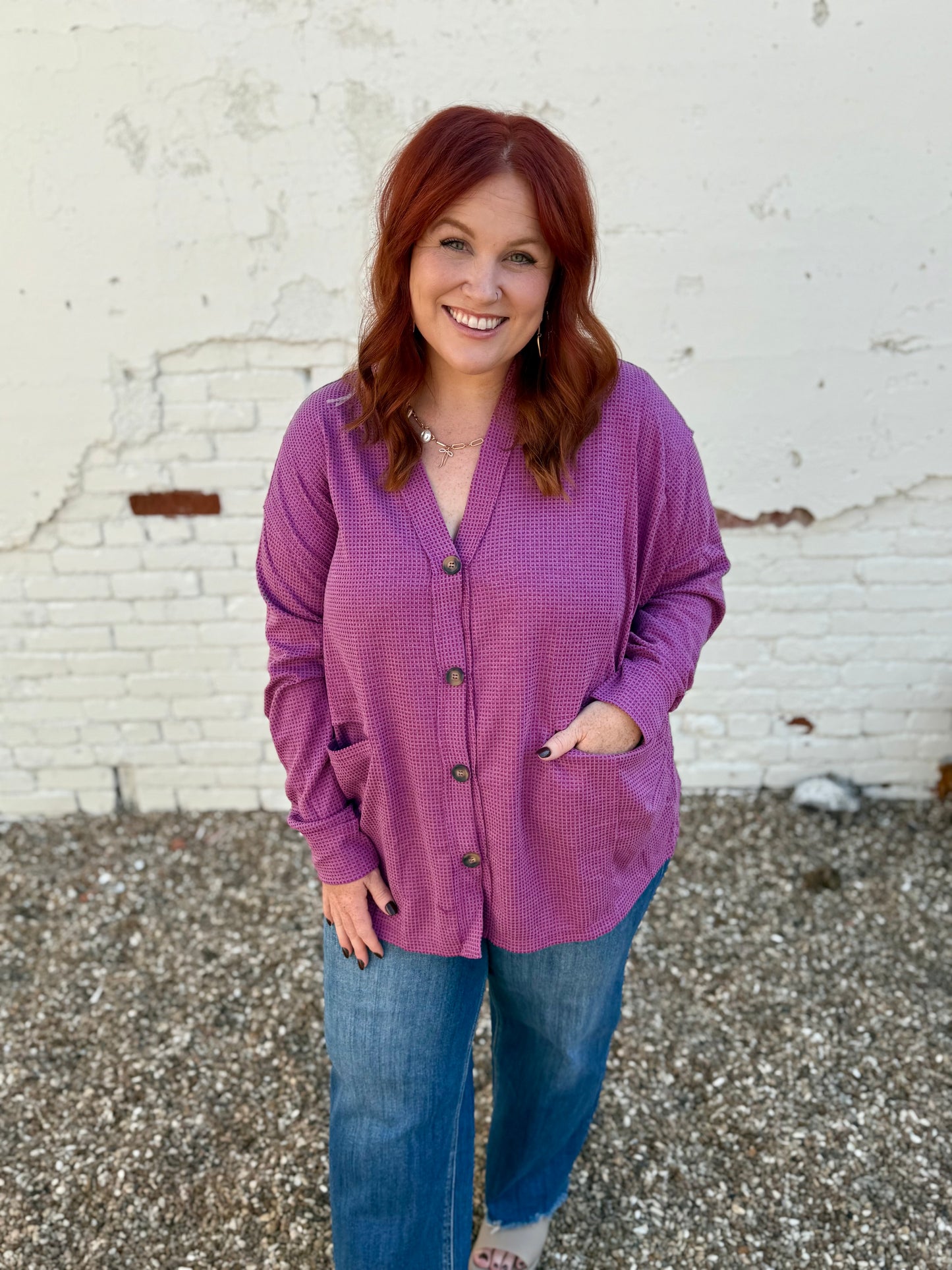 Two-Toned Charm Cardigan - Magenta