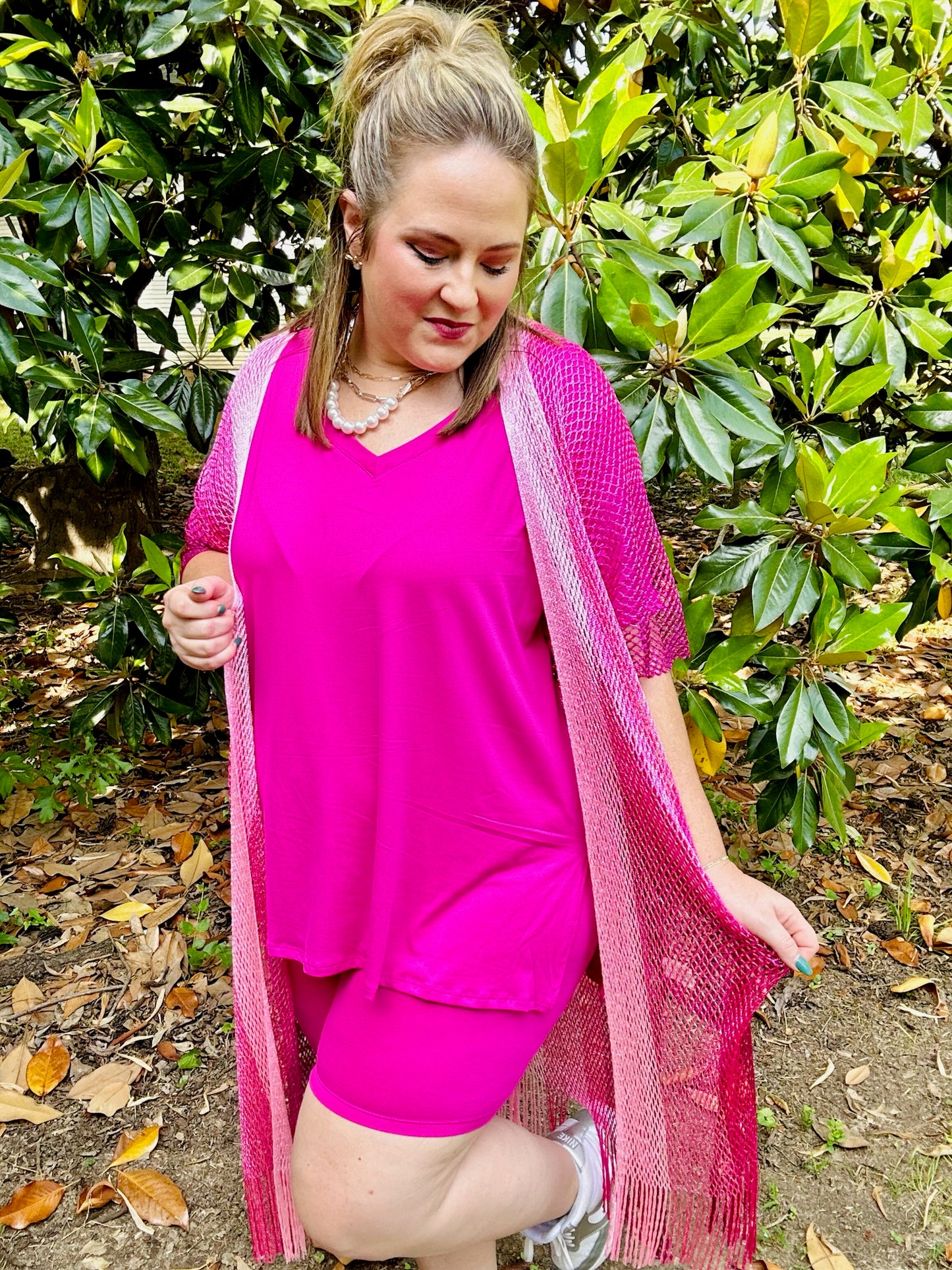 Laylah Biker Set in Hot Pink