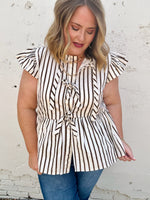 Sarah Striped Peplum Top