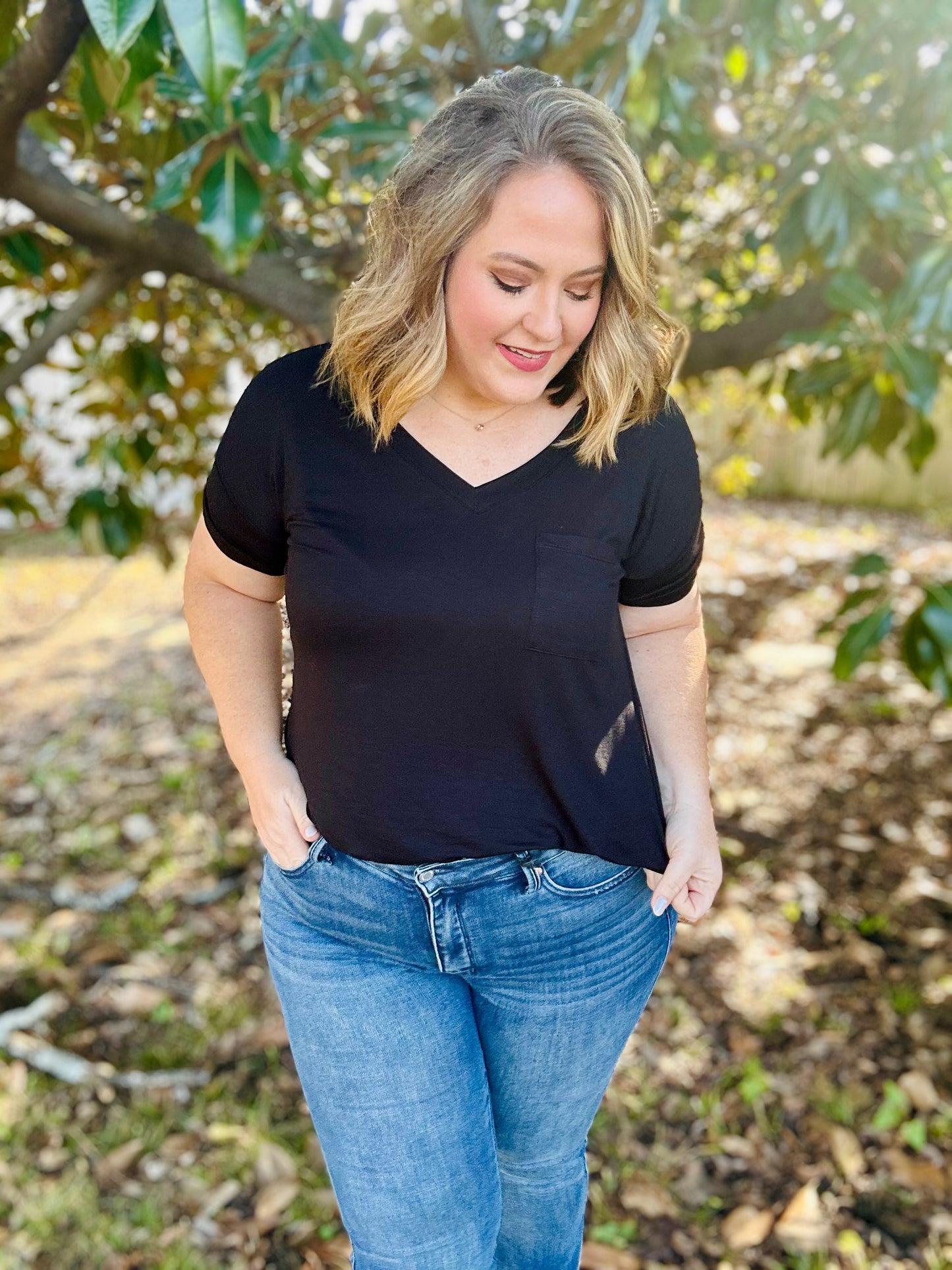 Jess Solid Color Pocket Tee (Multiple Colors)
