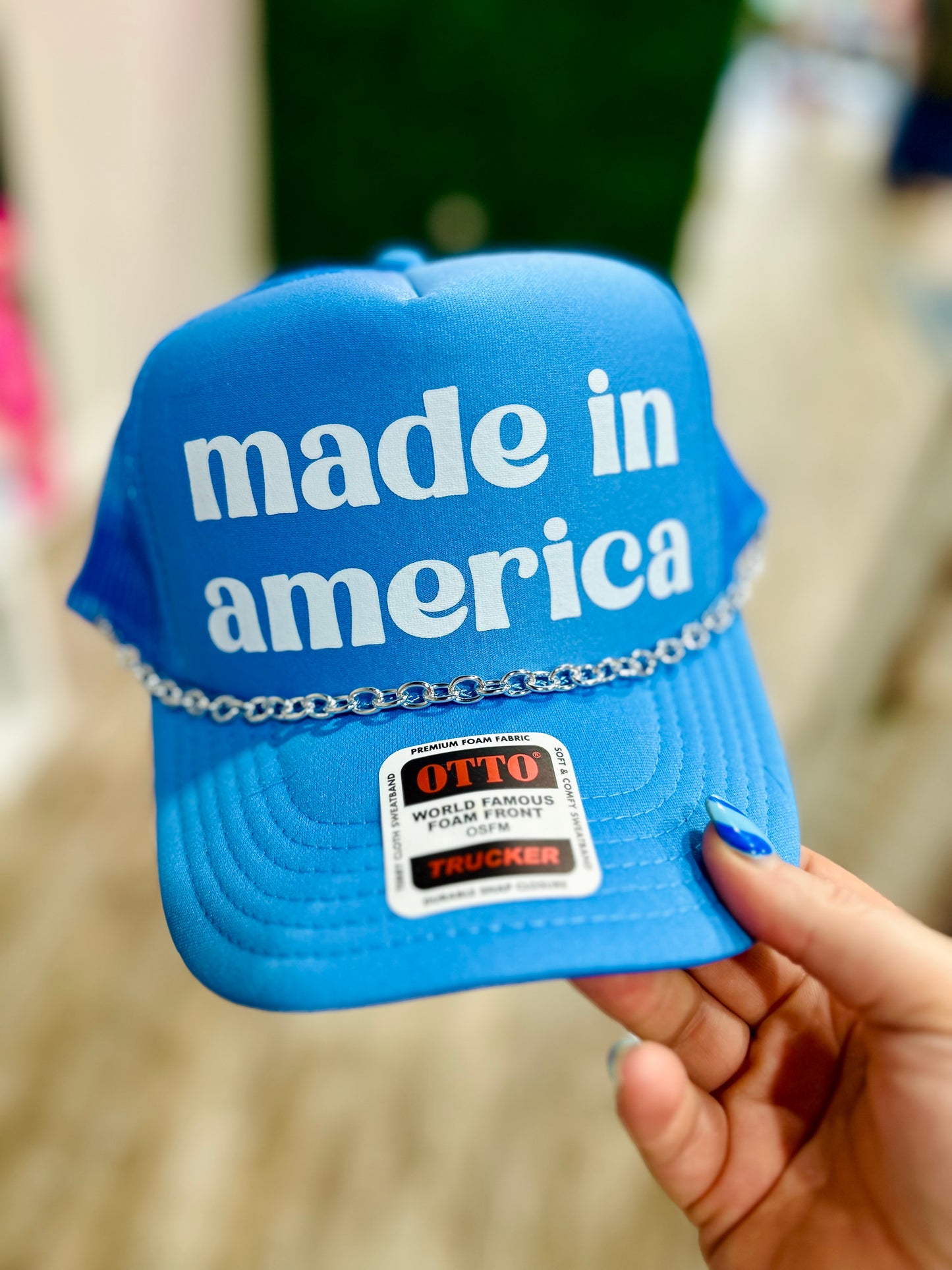 Made in America Trucker with Hat Chain