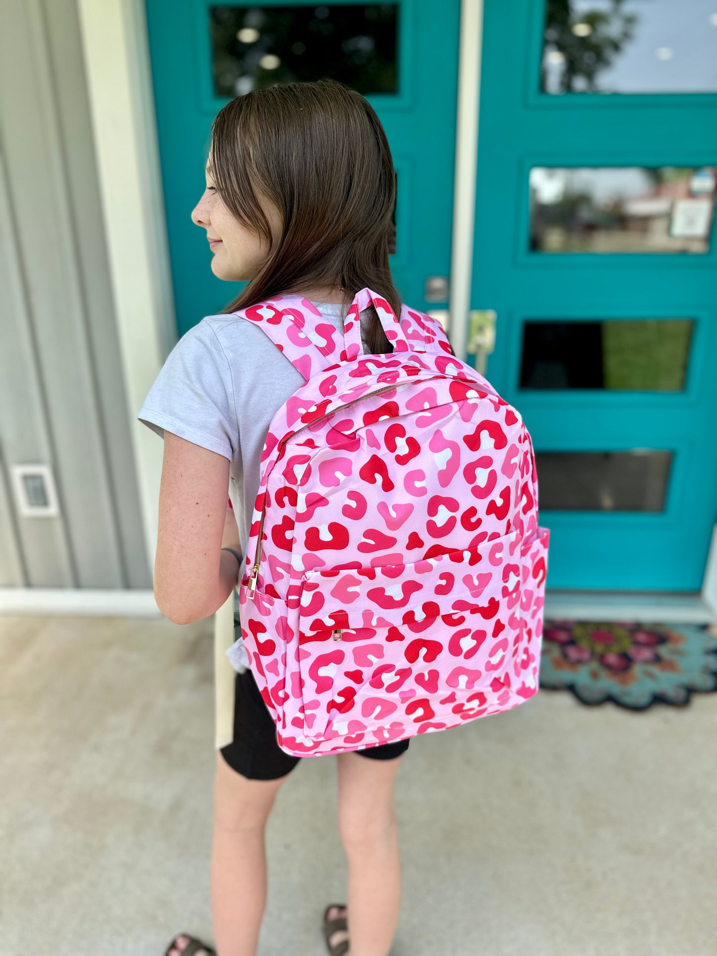 Pink Leopard School Backpack