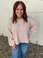 Sabrina Ribbed Top In Taupe