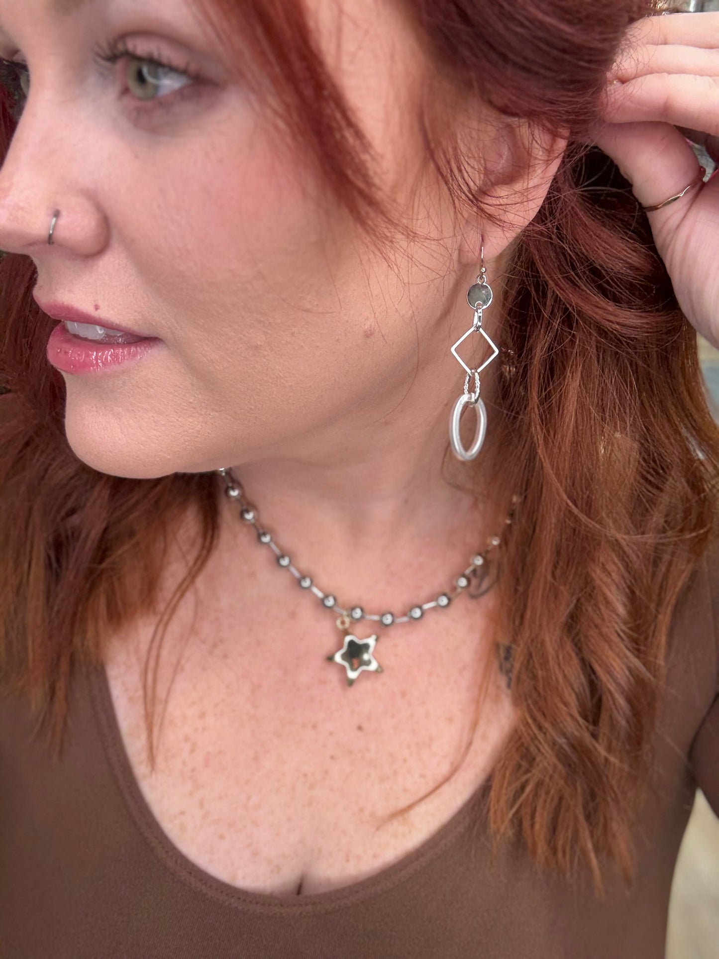 Chain Link Geometric Earrings (Multiple Colors)