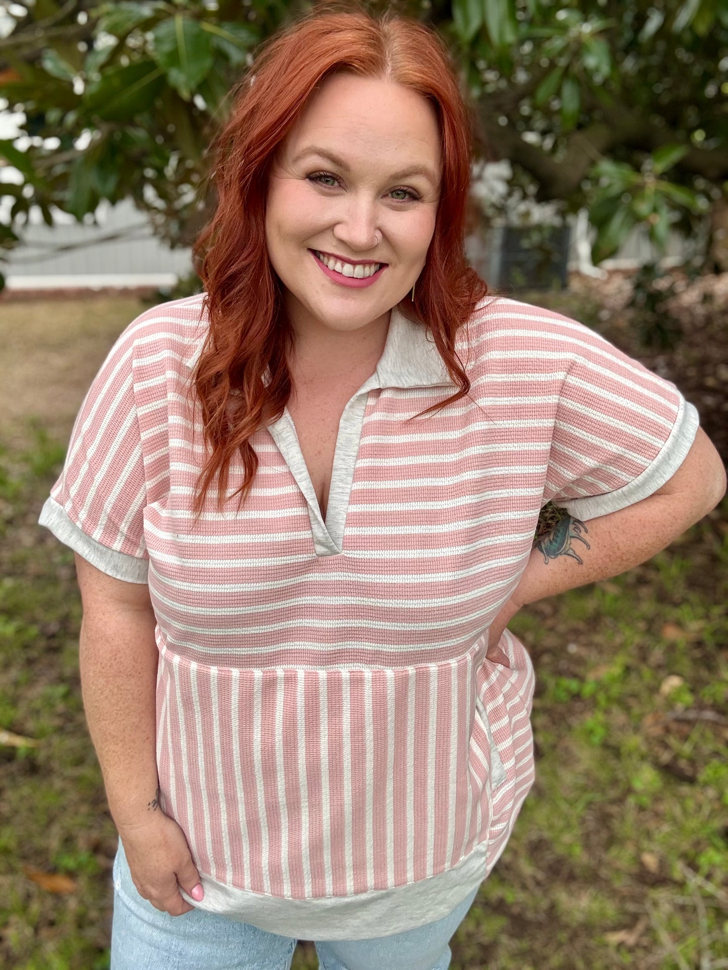 Kate Collar Stripe Top