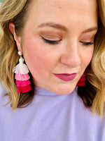 Pink Fringe Earrings