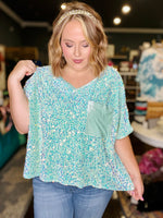 Brandi Sequin Top in Light Teal