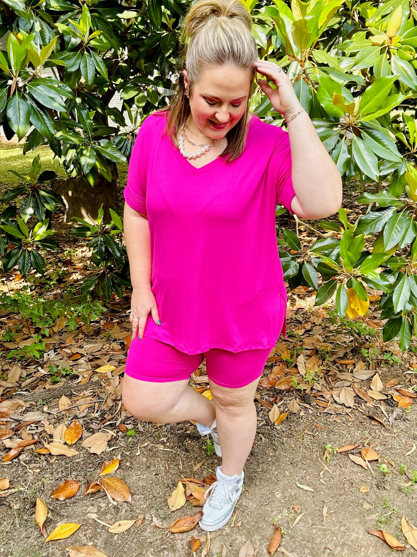 Laylah Biker Set in Hot Pink