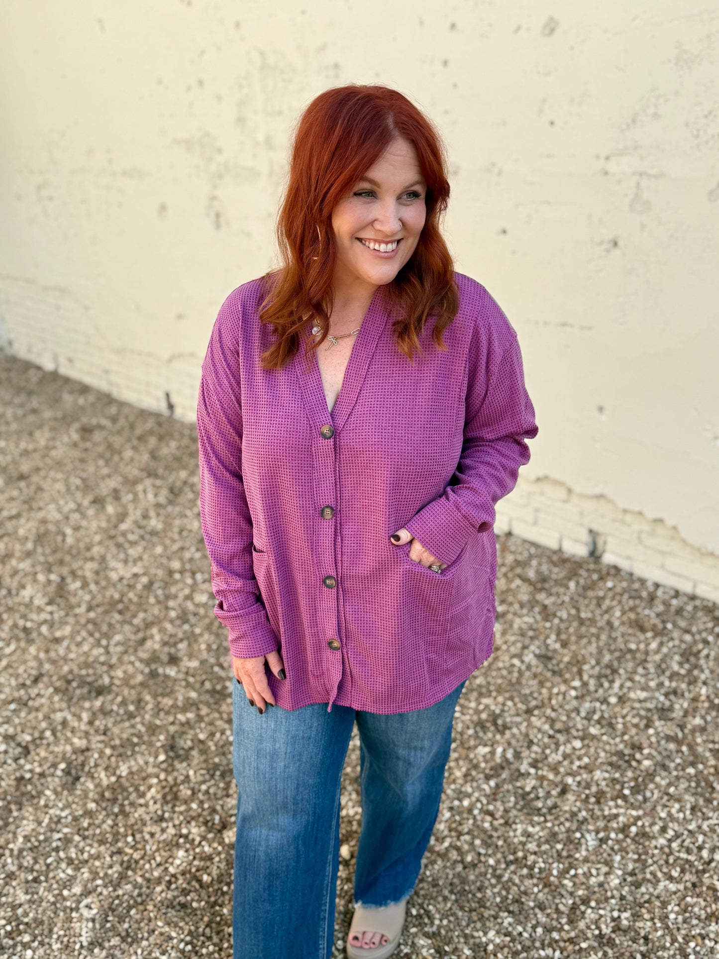 Two-Toned Charm Cardigan - Magenta