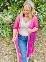 Fiona Netted Fringe Kimono in Pink