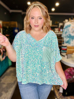 Brandi Sequin Top in Light Teal
