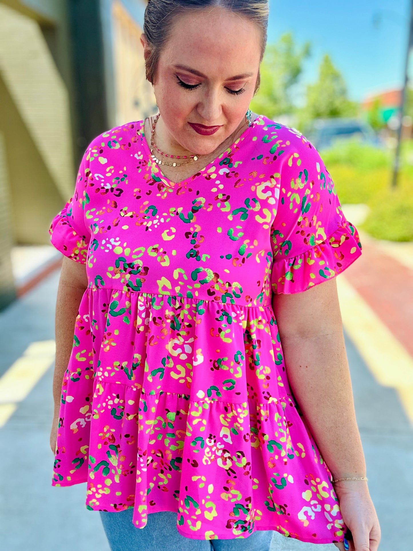 Mitzi Animal Print Top in Pink