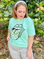 Loud Mouth Checkered on Sage Comfort Color