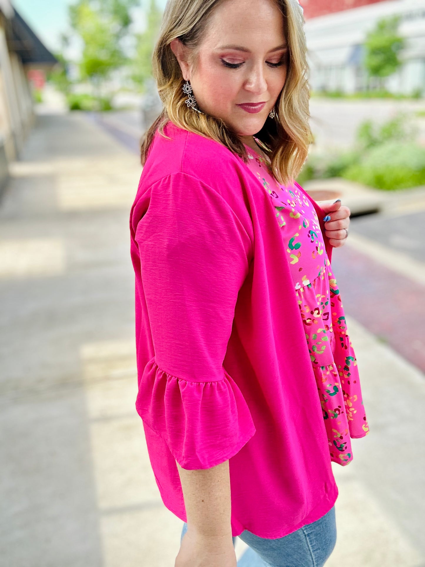 Finley Flutter Sleeved Kimono in Pink