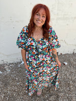Tracy Black Floral Sweetheart Dress