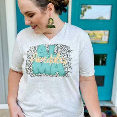 Leopard School Spirit on Oatmeal V Neck