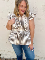 Sarah Striped Peplum Top
