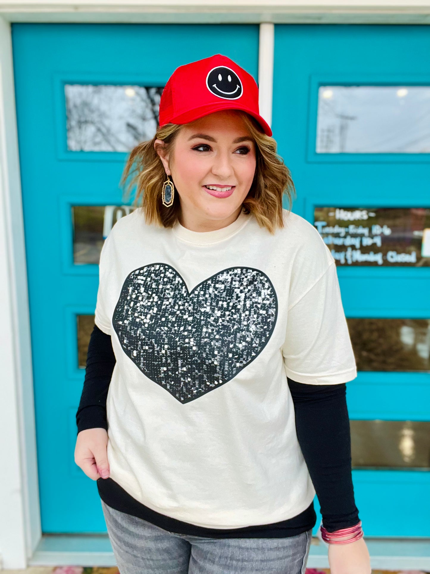 Faux Sequin Heart Tee on Comfort Colors