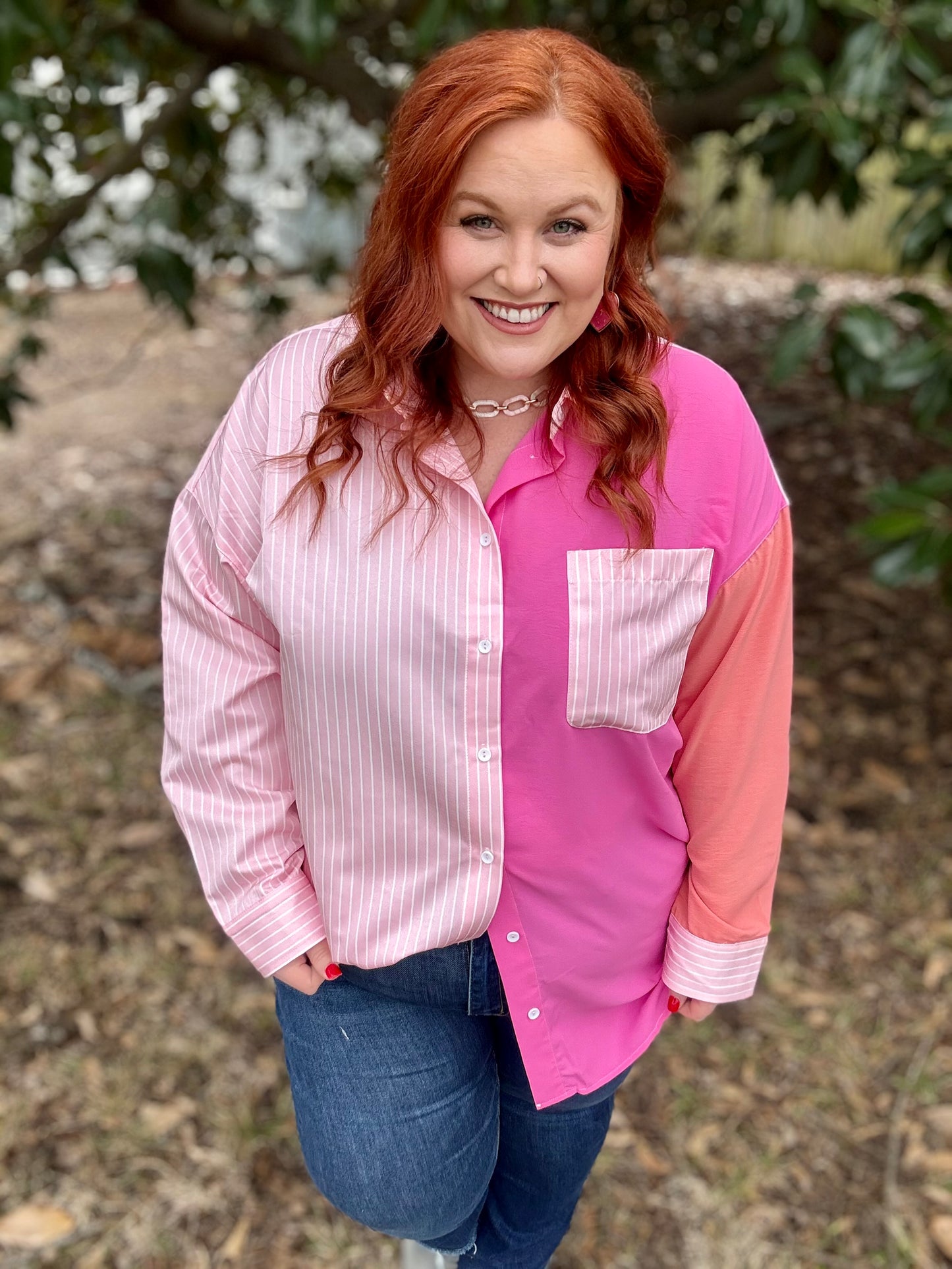 Kara Pink Multi Collared Top